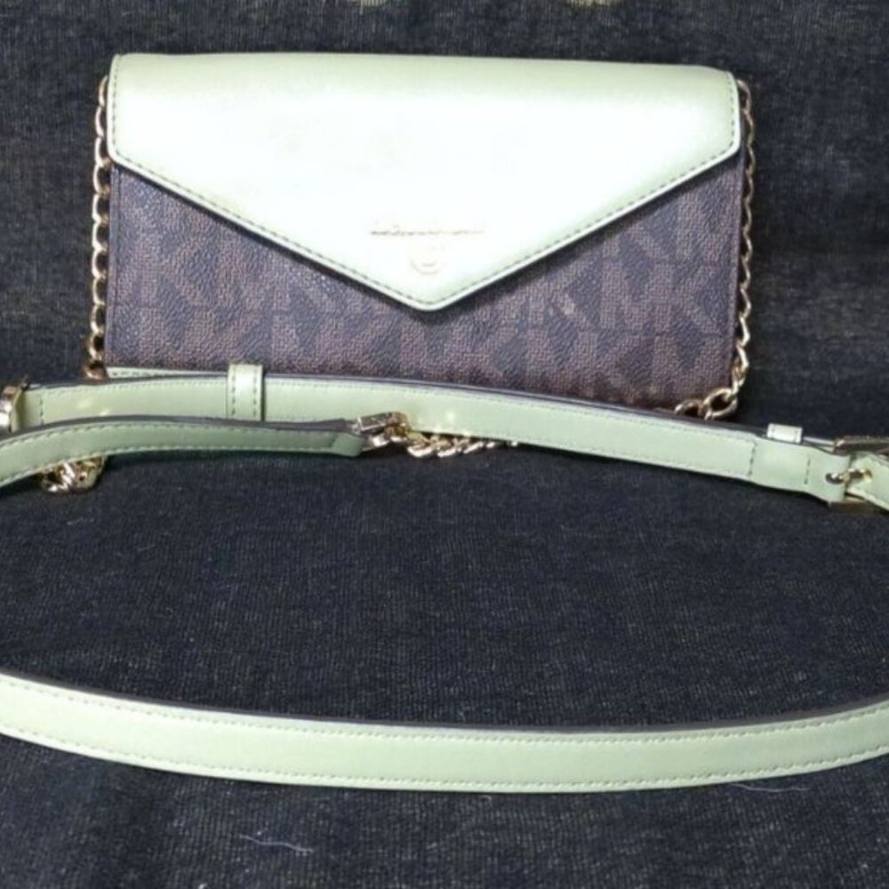 Michael Kors Jet Set Charm Crossbody Envelope Bag Small Aloe Green Preowned - Picture 4 of 6